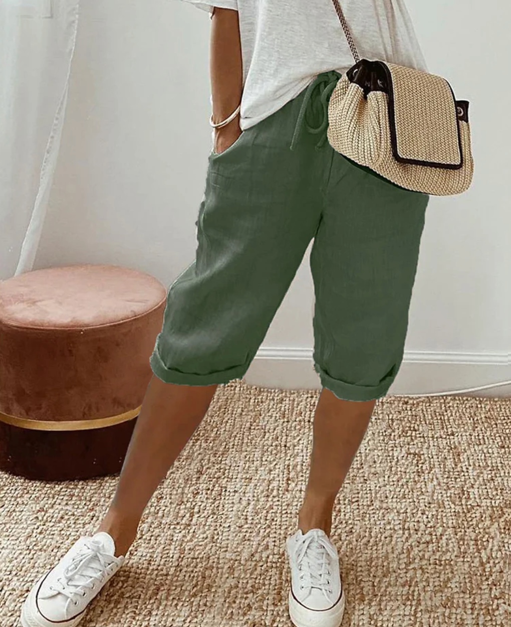 Cotton Ladies' Shorts - BreezeFlow-Green-S-State of Style