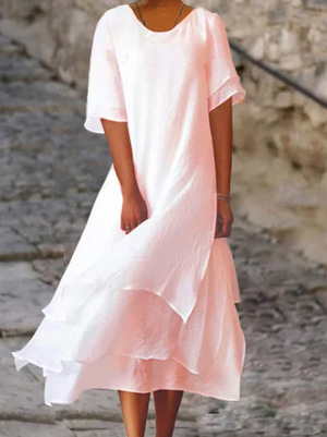 Cotton-linen summer dress – Noémie-Pink-XS-State of Style