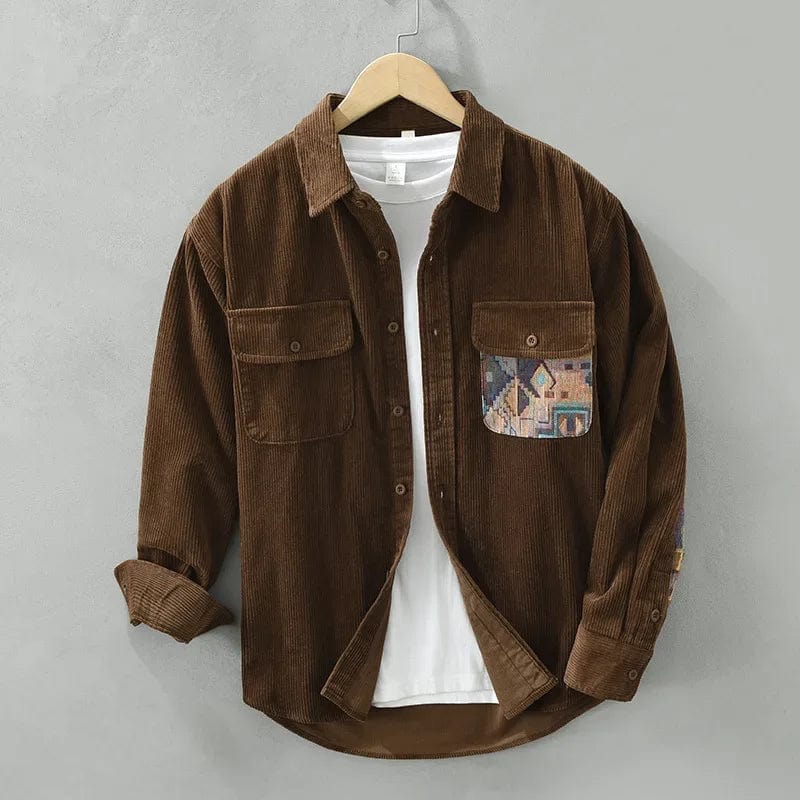 Cotton Men's Shirt with Long Sleeves - Quinten-Brown-XS-State of Style