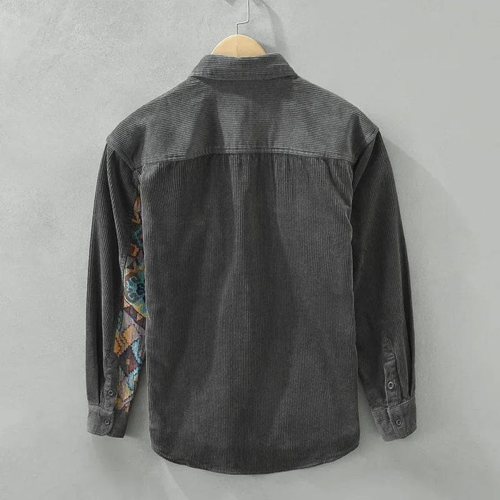 Cotton Men's Shirt with Long Sleeves - Quinten-Gray-XS-State of Style