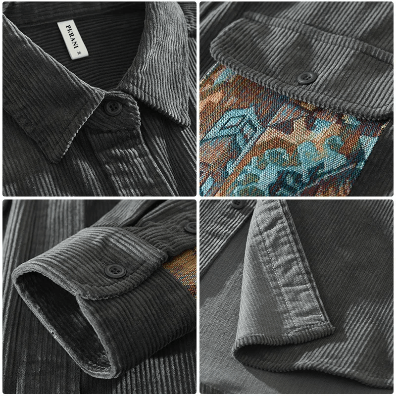 Cotton Men's Shirt with Long Sleeves - Quinten-Gray-XS-State of Style
