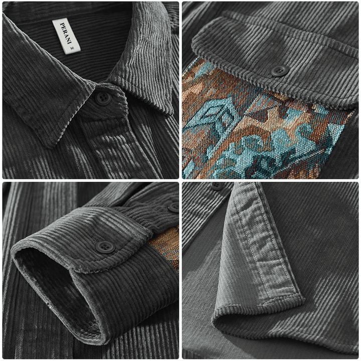 Cotton Men's Shirt with Long Sleeves - Quinten-Gray-XS-State of Style
