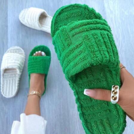 Cotton Sandals | Women's Summer Footwear-Green-4.5-State of Style