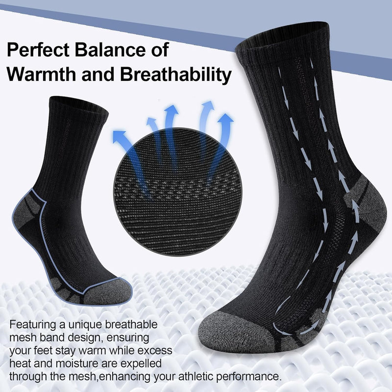 Cotton Sports Socks Unisex (6 Pairs) - Robin-Black-S - AU 6-9-State of Style
