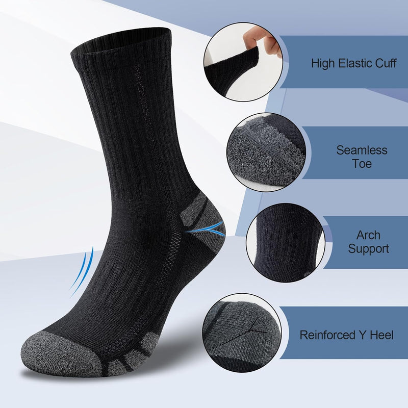 Cotton Sports Socks Unisex (6 Pairs) - Robin-Black-S - AU 6-9-State of Style
