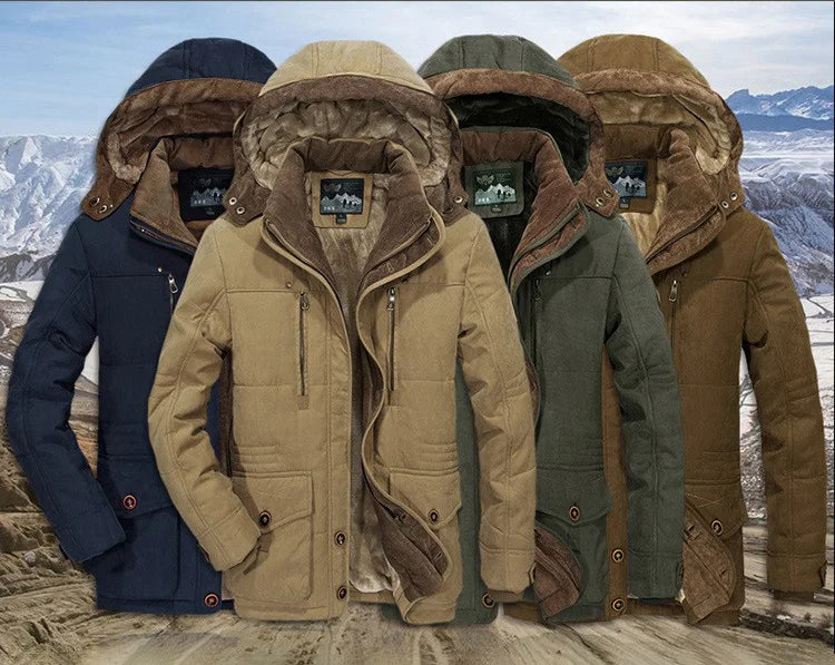 Crocodile-Long Men's Winter Coat - Frost King-Blue-M-State of Style