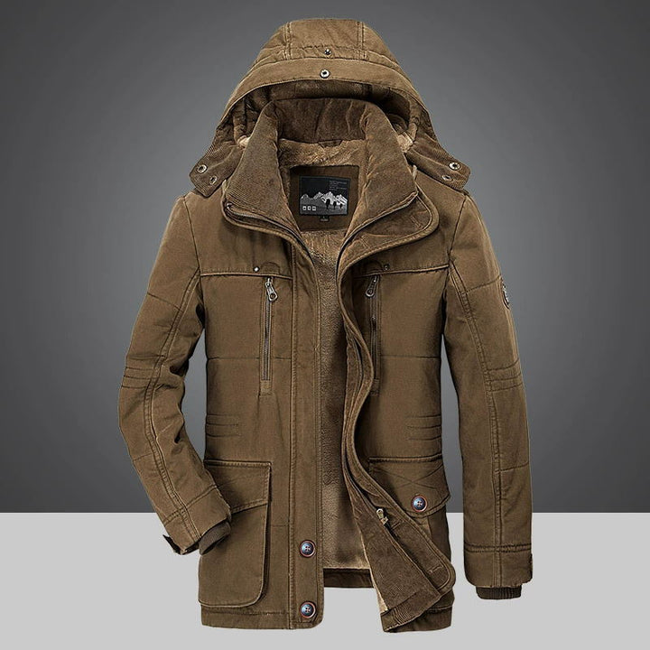 Crocodile-Long Men's Winter Coat - Frost King-Brown-M-State of Style