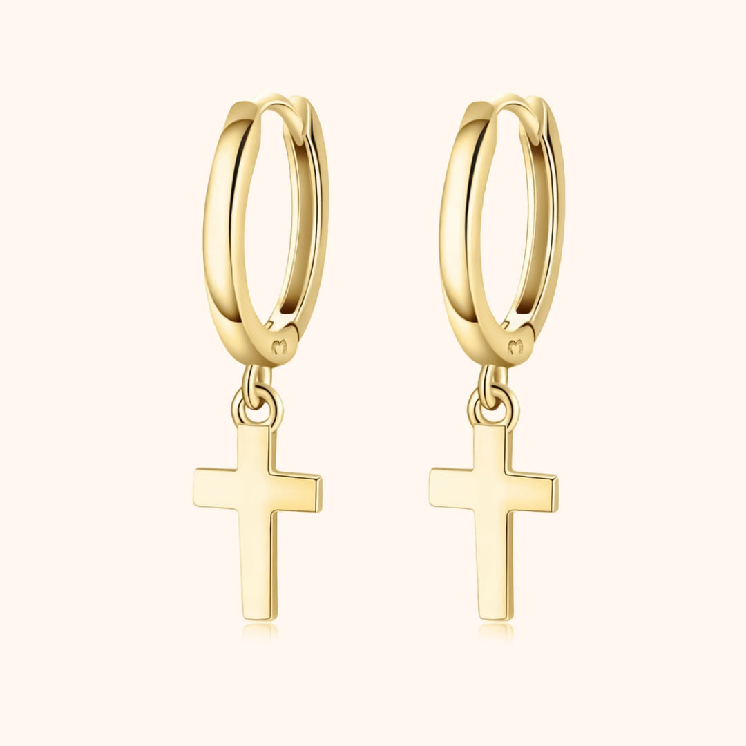Cross Pendant Earrings - Aurelia-Gold-State of Style