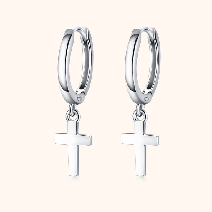 Cross Pendant Earrings - Aurelia-Silver-State of Style