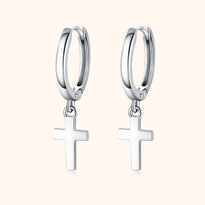 Cross Pendant Earrings - Aurelia-Silver-State of Style