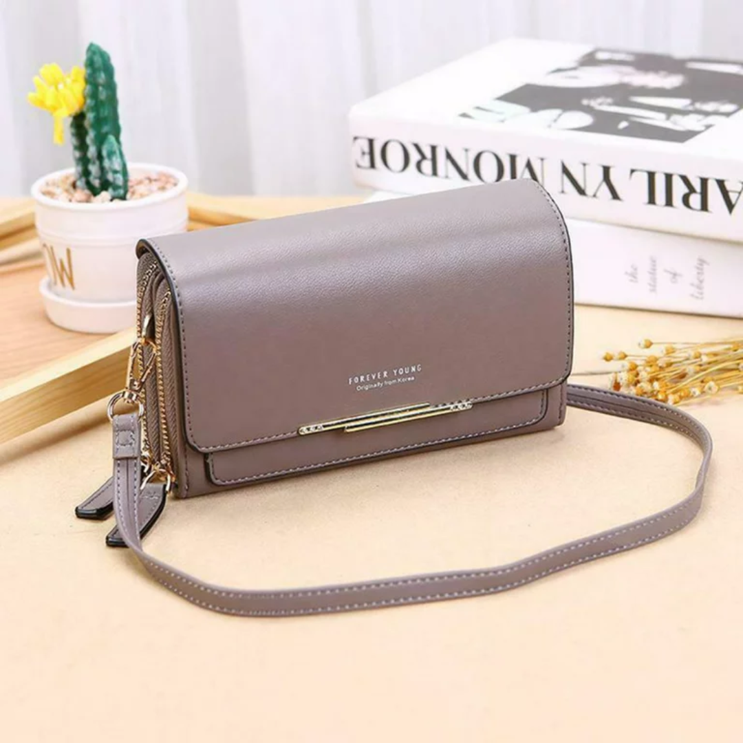 Crossbody Bag Made of Leather-Grey-1-State of Style