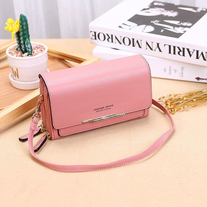 Crossbody Bag Made of Leather-Pink-1-State of Style