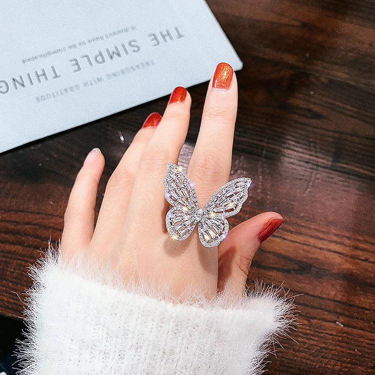 Crystal Butterfly Ring - Elena-Silver-State of Style