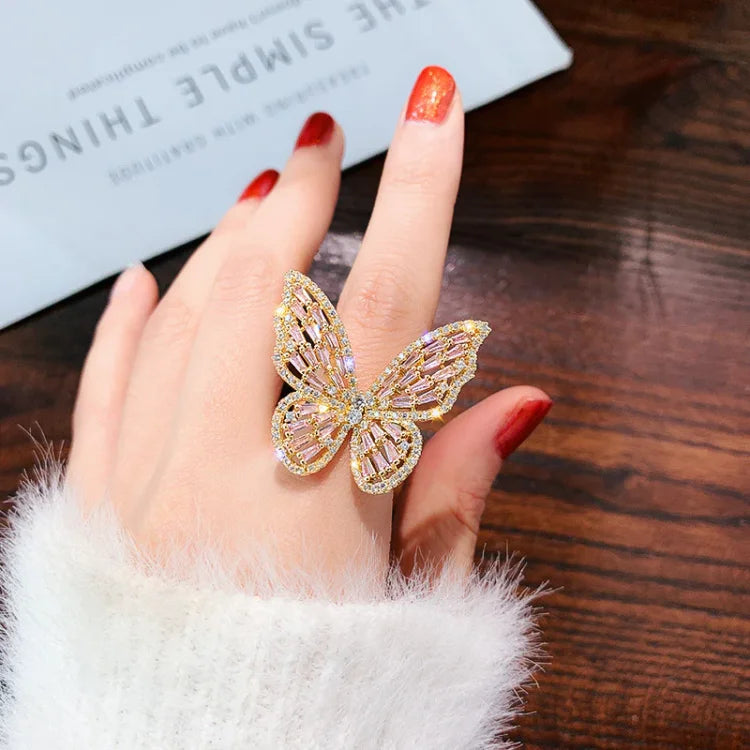 Crystal Butterfly Ring - Elena-Silver-State of Style