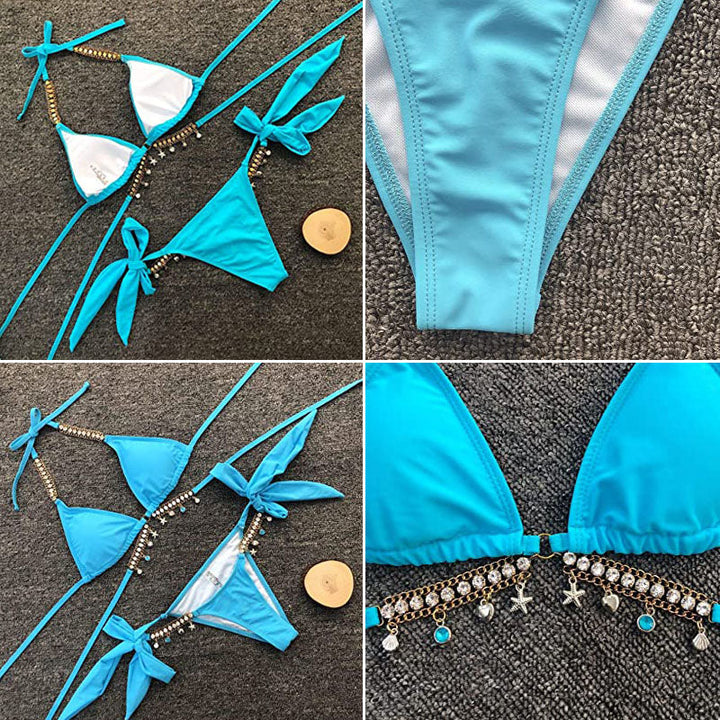 Crystal Diamond Bikini | Glamorous & Sparkling Swimwear-Pink-State of Style