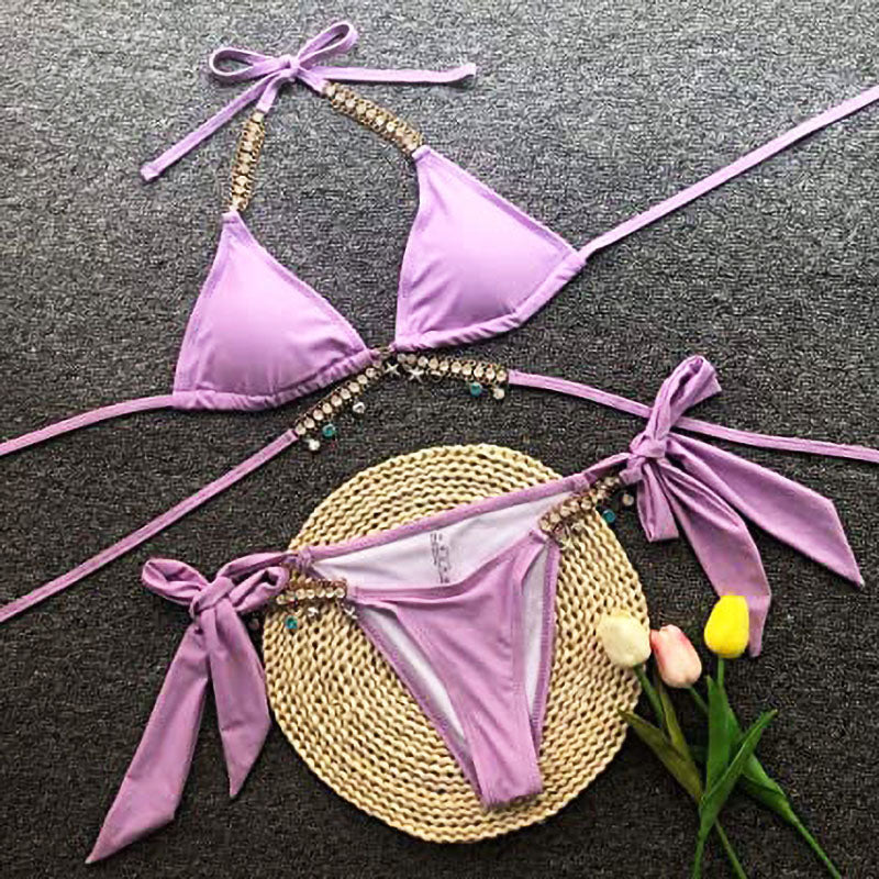 Crystal Diamond Bikini | Glamorous & Sparkling Swimwear-Purple-State of Style