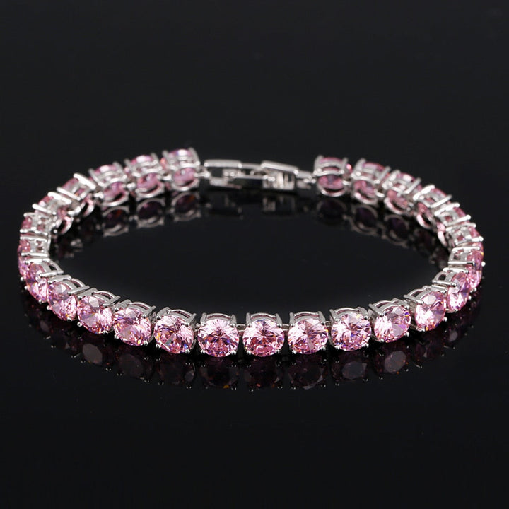 Crystal Heart Tennis Bracelet | Sparkling Accessory-Pink-State of Style
