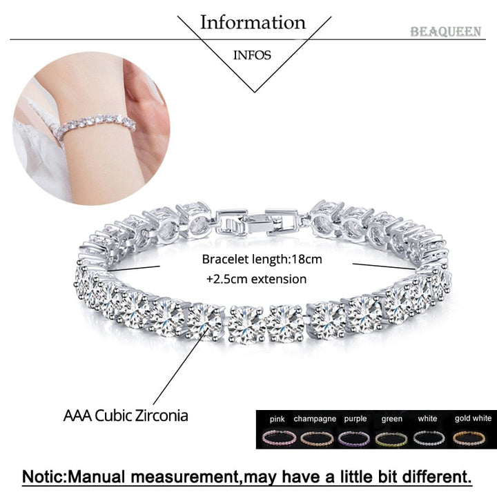 Crystal Heart Tennis Bracelet | Sparkling Accessory-Silver White-State of Style