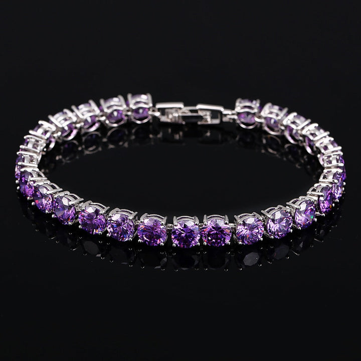 Crystal Heart Tennis Bracelet | Sparkling Accessory-Violet-State of Style