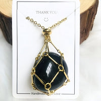 Crystal Holder Pendant Necklace - CrystalGuard-Black Onyx-Gold-State of Style