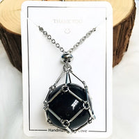 Crystal Holder Pendant Necklace - CrystalGuard-Black Onyx-Silver-State of Style