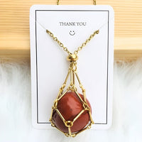 Crystal Holder Pendant Necklace - CrystalGuard-Carnelian-Gold-State of Style