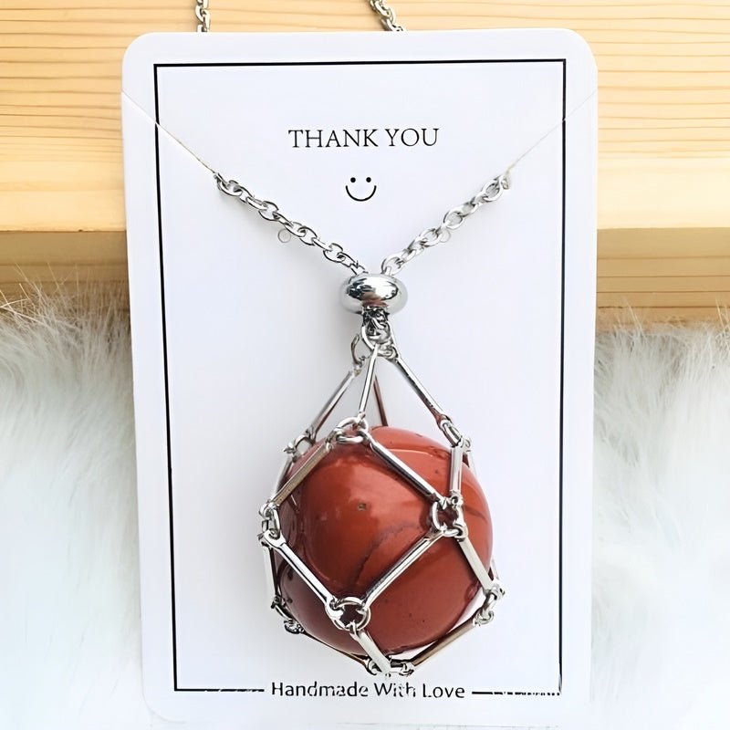 Crystal Holder Pendant Necklace - CrystalGuard-Carnelian-Silver-State of Style