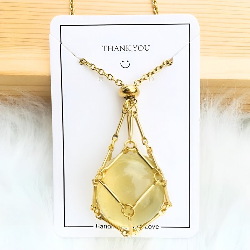 Crystal Holder Pendant Necklace - CrystalGuard-Citrine-Gold-State of Style