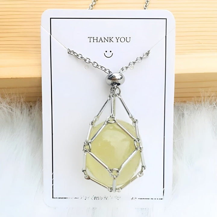 Crystal Holder Pendant Necklace - CrystalGuard-Citrine-Silver-State of Style