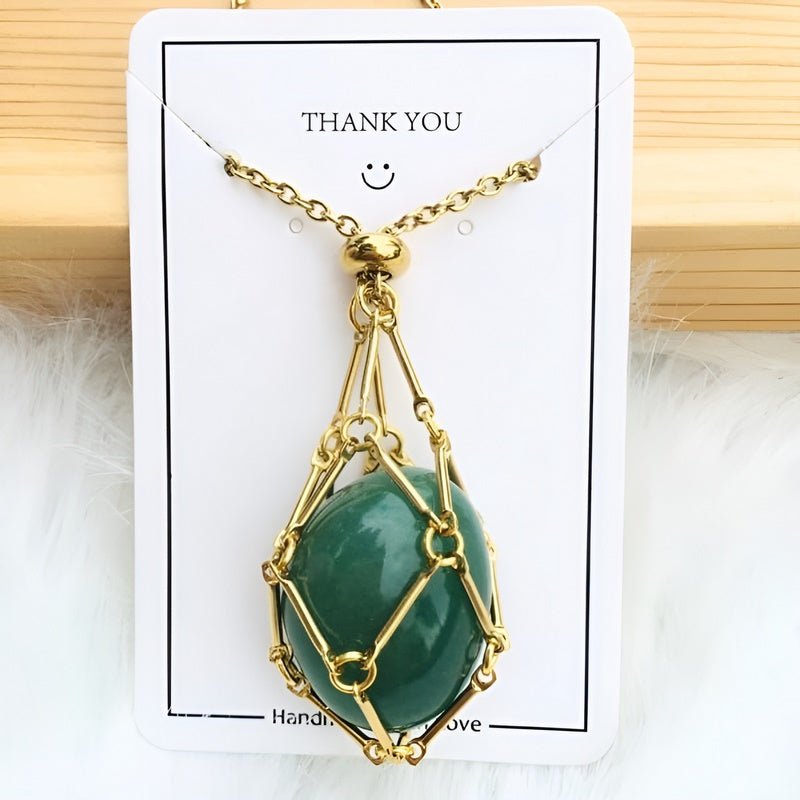 Crystal Holder Pendant Necklace - CrystalGuard-Emerald-Gold-State of Style