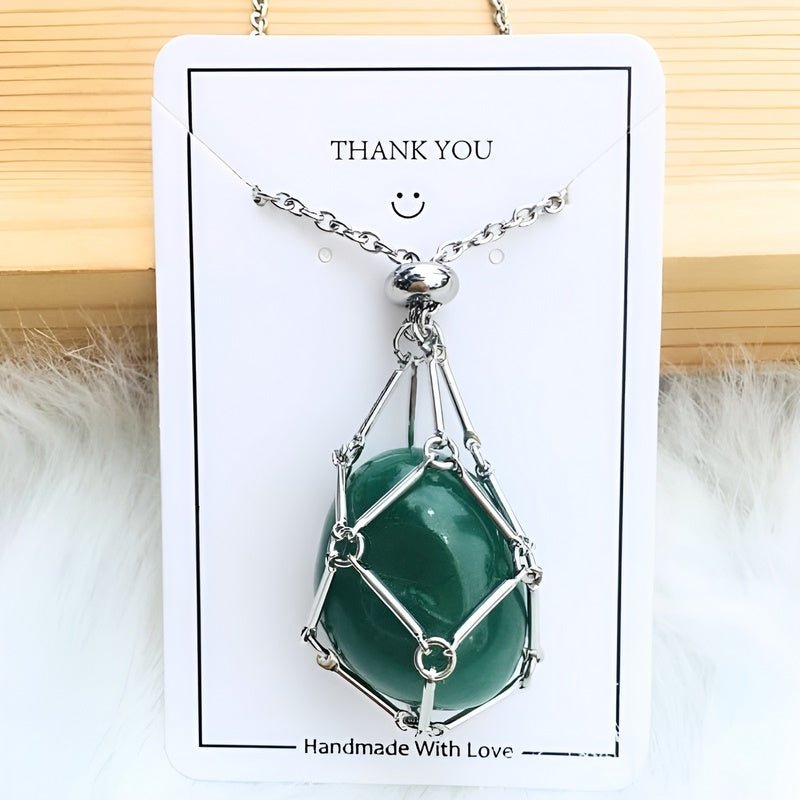 Crystal Holder Pendant Necklace - CrystalGuard-Emerald-Silver-State of Style