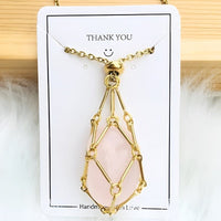 Crystal Holder Pendant Necklace - CrystalGuard-Rose Quartz-Gold-State of Style
