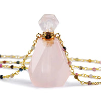 Crystal Perfume Bottle Necklace – Iris-Rose Quartz-State of Style