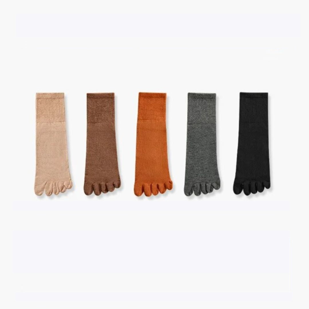 Crystal Traditional Socks – 5-Pack Cotton Toe Socks with Antibacterial Effect-5-State of Style