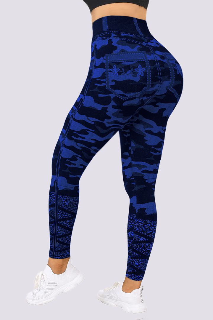 Curve Embrace Plus Size Camo Leggings – Stylish Stretch Fit-Green-2XL-State of Style