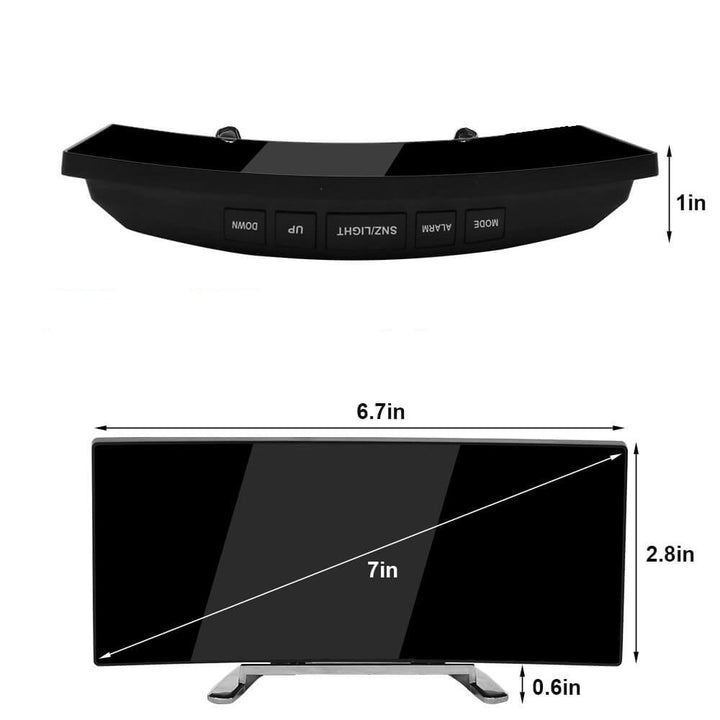 Curved LED Digital Alarm Clock with Modern Design - LumiCurve-Red-State of Style