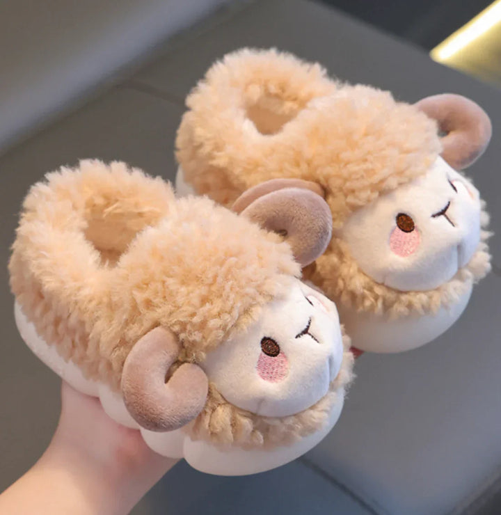 Cute Fluffy Children's Slippers - FluffySteps-Brown-5.5-6.5-State of Style