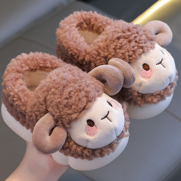 Cute Fluffy Children's Slippers - FluffySteps-Brown-5.5-6.5-State of Style