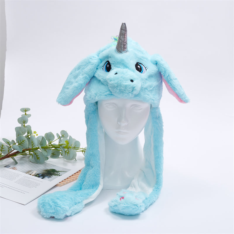 Cute Hat with Moving Ears - BunnyBounce Hat-Blue Unicorn-State of Style