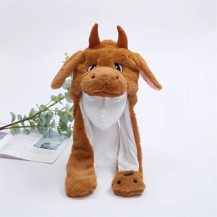 Cute Hat with Moving Ears - BunnyBounce Hat-Brown Cow-State of Style