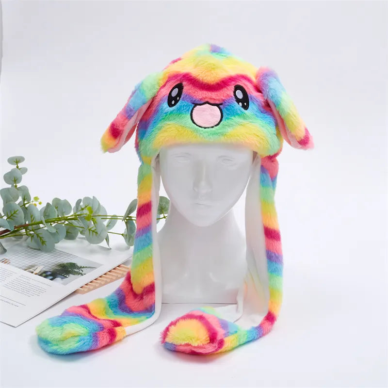Cute Hat with Moving Ears - BunnyBounce Hat-Rainbow Rabbit-State of Style