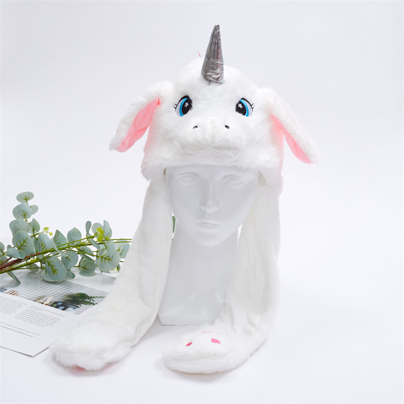 Cute Hat with Moving Ears - BunnyBounce Hat-White Unicorn-State of Style