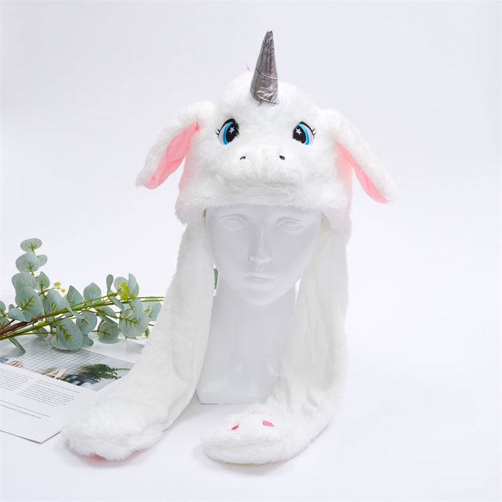 Cute Hat with Moving Ears - BunnyBounce Hat-White Unicorn-State of Style
