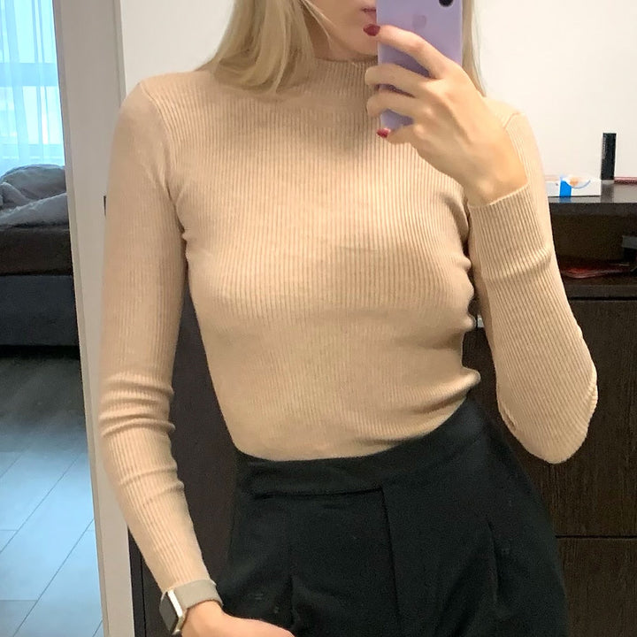 CutSweater | Women's Cosy Knit Pullover-Apricot-State of Style