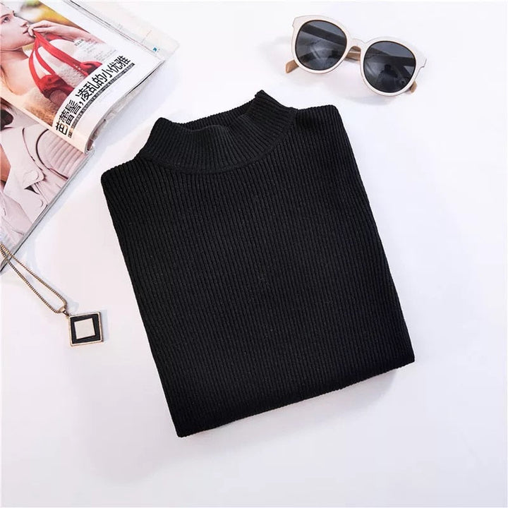 CutSweater | Women's Cosy Knit Pullover-Black-State of Style