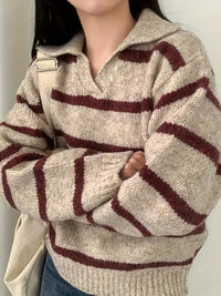 Knitted Women's Sweater with V-Neck - Sofie