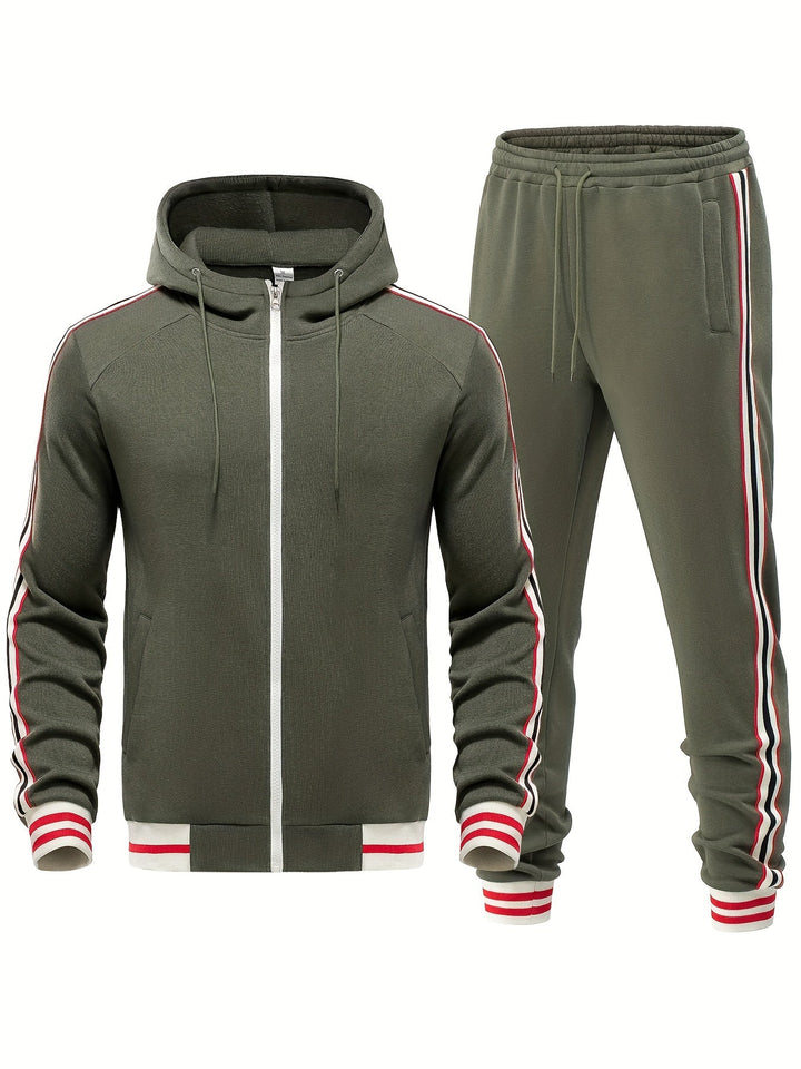 Damon - Men's Comfortable Tracksuit-Olive green-S-State of Style