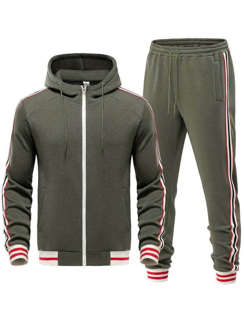 Damon - Men's Comfortable Tracksuit-Olive green-S-State of Style