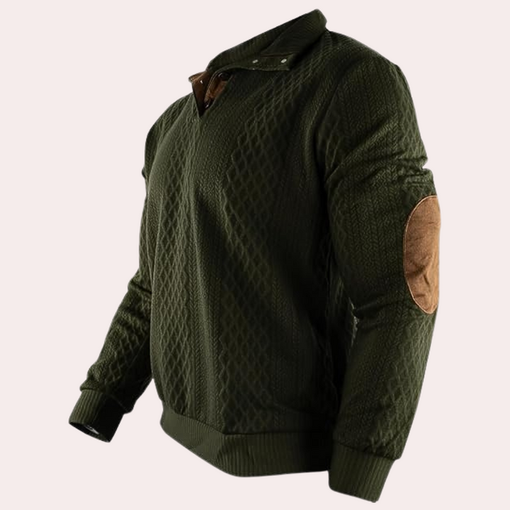 Dany - Warm Casual Men's Sweater with Button Closure-White-S-State of Style