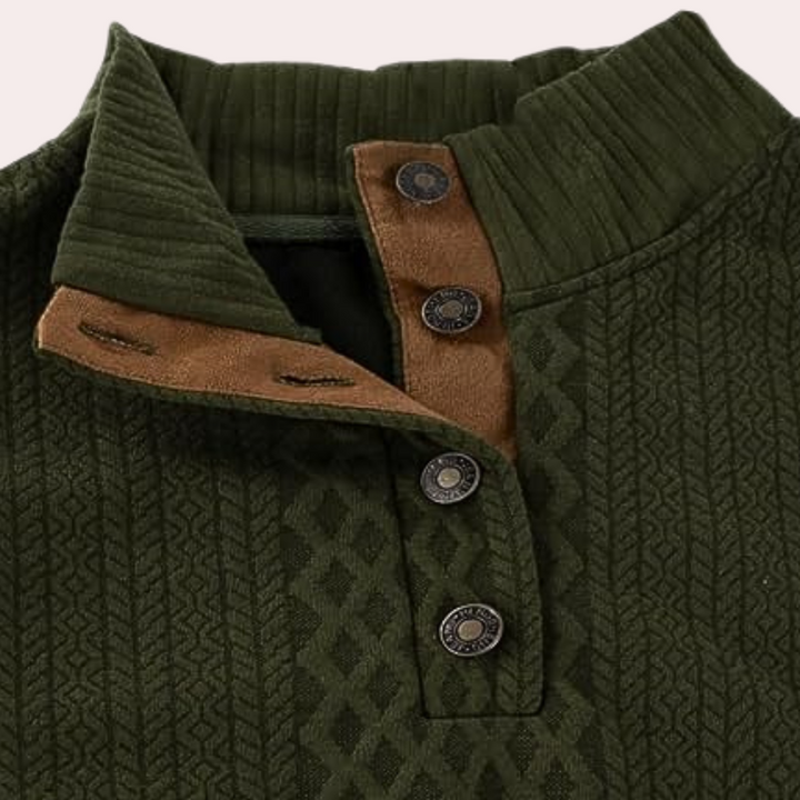 Dany - Warm Casual Men's Sweater with Button Closure-White-S-State of Style
